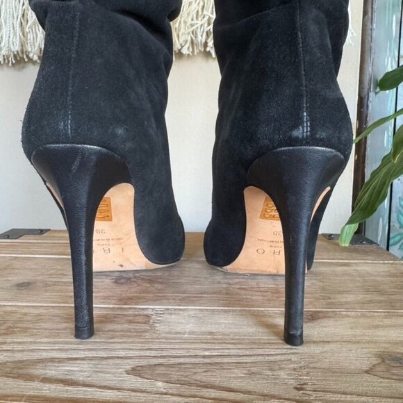 IRO The Stevie Gathered Slouch Black Suede Leather Heeled Boho Boots Size 38 / 7 - Picture 8 of 13
